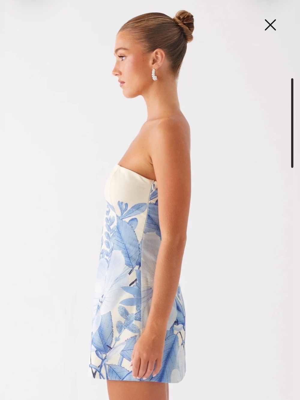 Peppermayo Denby Blue Floral Linen Strapless Mini Dress Size 10 XL NWT - Picture 3 of 10
